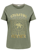 Only Carmakoma LM T-Shirt 15375565 303968002-Smokey Olive/Dreams - Gold foil