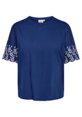 Only Carmakoma LM T-Shirt 15375747 228355001-Navy Peony/Cloud Dancer embroidery