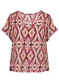 Only Carmakoma Blouse 15381392 234335001-Brick Red/Abstract squares