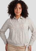 Exxcellent Blouse 26NXE02 011541 offwhite/dark earth