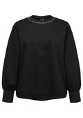 Vero Moda Curve Pullover 10351310 177868003-Schwarz/Steine am Ausschnitt