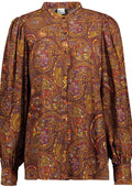 Pieces Curve Blouse 17141453 277776005-Bitter Chocolate/FLOWER ORANGE/BLUE