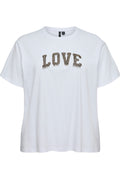 Vero Moda Curve T-Shirt 10350486 175683001-Bright White/SHAVED CHOCOLATE BEADS