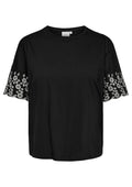 Only Carmakoma LM T-Shirt 15375747 177911001-Black/Cloud Dancer embroidery