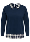 Only Carmakoma Blouse 15355667 186699007-Navy Blazer/Bluvi checks woven