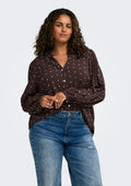 Only Carmakoma Blouse 15381857 212012006-Deep Mahogany/Dots (cloud dancer)
