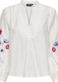 Only Carmakoma Blouse 15372810 177922002-Cloud Dancer/MULTI COLOUR EMB