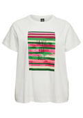 Vero Moda Curve LM T-Shirt 10340449 175598002-Snow White/LA VIE EST BELLE